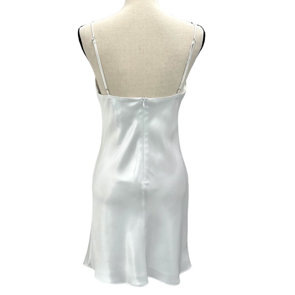 HEMLINE WHITE SATIN COWL NECK SPAGHETTI STRAP MINI DRESS - Picture 5 of 12